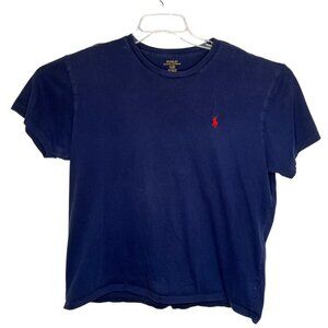 Polo Ralph Lauren Navy Blue T-Shirt L Cotton Crew Neck Short Sleeves 58c